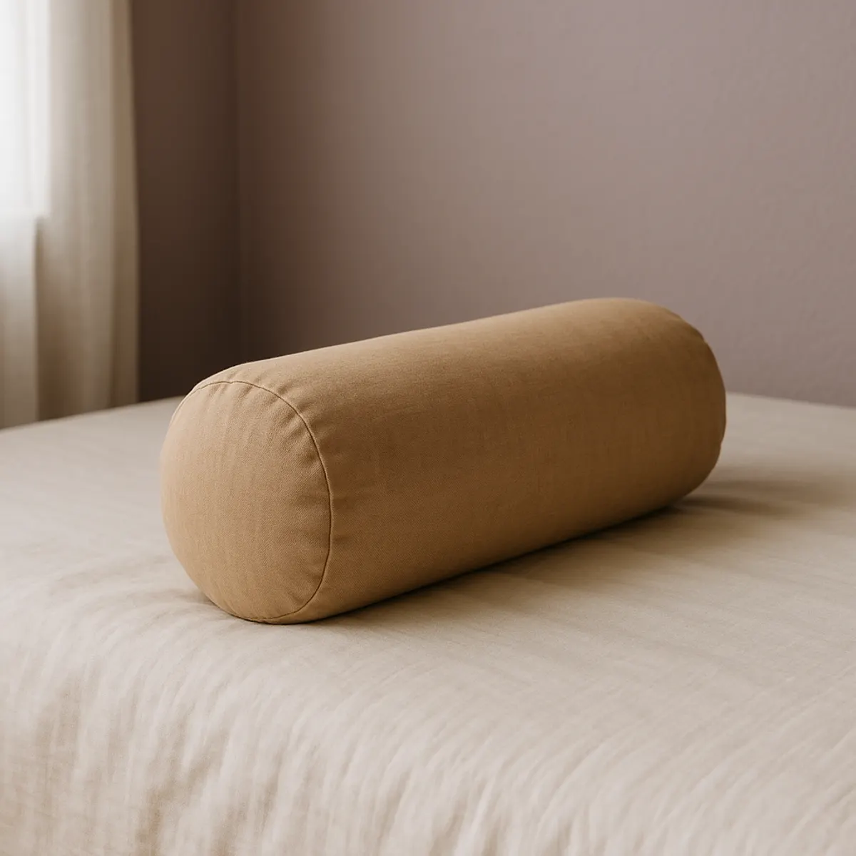HuskRest cylindrical buckwheat pillow with memory foam core